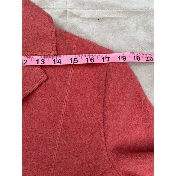 Lands’ End Boiled Wool Jacket Women Size 10 Soft Coral Peach Button Front Blazer - Picture 14 of 16
